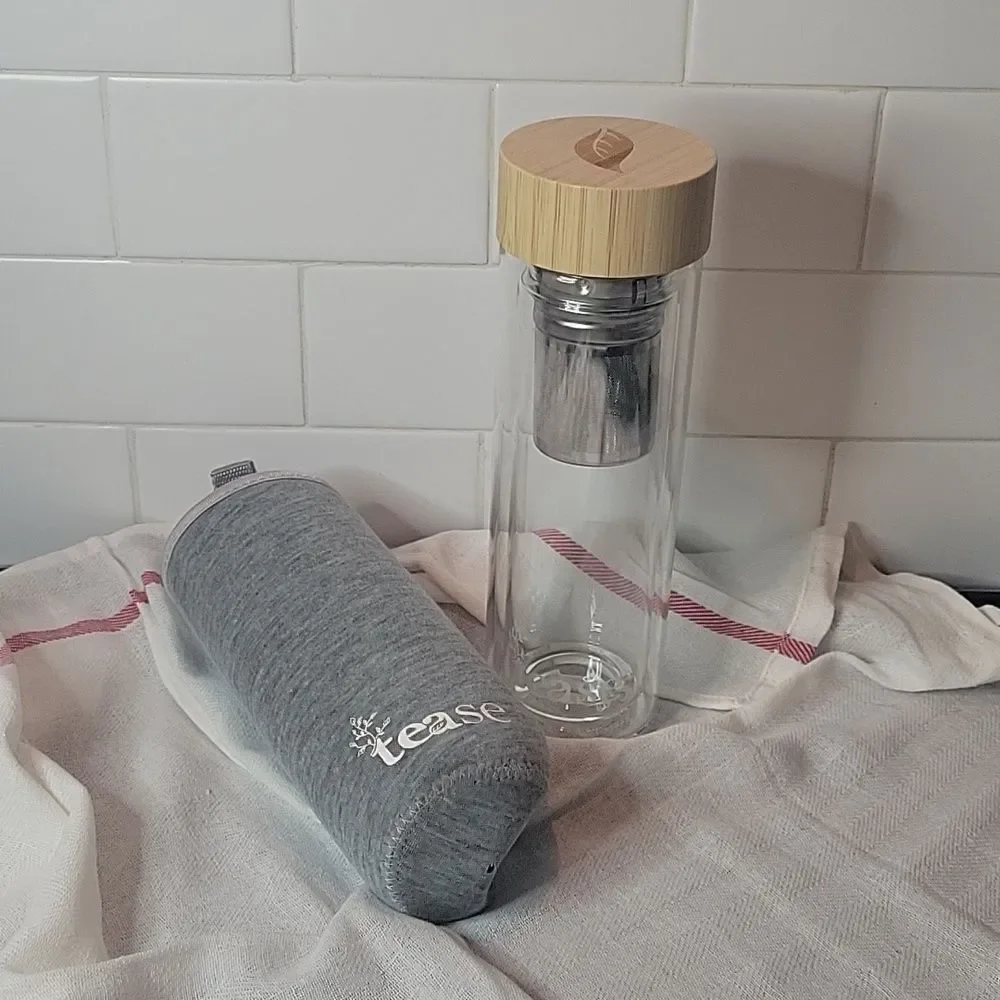Tease 3 in 1 Sustainable Glass and Bamboo Tea Tumbler 15oz